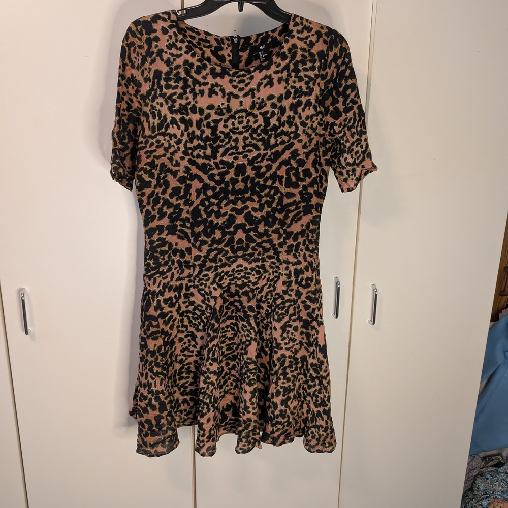 H&M Black and Brown Leopard Print Mini Dress